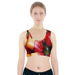 Fruits, Food, Green, Red, Strawberry, Yellow Sports Bra With Pocket by nateshop