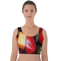 Fruits, Food, Green, Red, Strawberry, Yellow Velvet Crop Top by nateshop