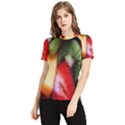 Fruits, Food, Green, Red, Strawberry, Yellow Women s Short Sleeve Rash Guard View1