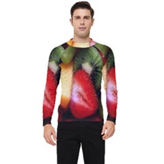 Fruits, Food, Green, Red, Strawberry, Yellow Men s Long Sleeve Rash Guard by nateshop