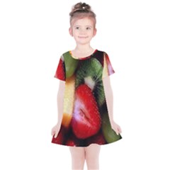 Fruits, Food, Green, Red, Strawberry, Yellow Kids  Simple Cotton Dress by nateshop