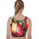 Fruits, Food, Green, Red, Strawberry, Yellow Velvet Racer Back Crop Top View2