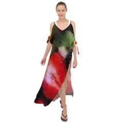 Fruits, Food, Green, Red, Strawberry, Yellow Maxi Chiffon Cover Up Dress by nateshop