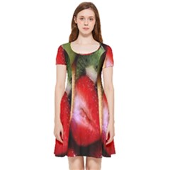 Fruits, Food, Green, Red, Strawberry, Yellow Inside Out Cap Sleeve Dress by nateshop