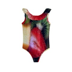 Fruits, Food, Green, Red, Strawberry, Yellow Kids  Frill Swimsuit by nateshop