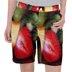 Fruits, Food, Green, Red, Strawberry, Yellow Women s Pocket Shorts by nateshop