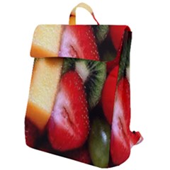 Fruits, Food, Green, Red, Strawberry, Yellow Flap Top Backpack by nateshop