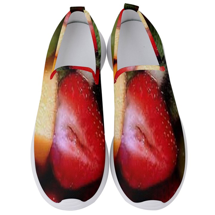 Fruits, Food, Green, Red, Strawberry, Yellow Men s Slip On Sneakers