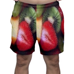 Fruits, Food, Green, Red, Strawberry, Yellow Men s Shorts by nateshop