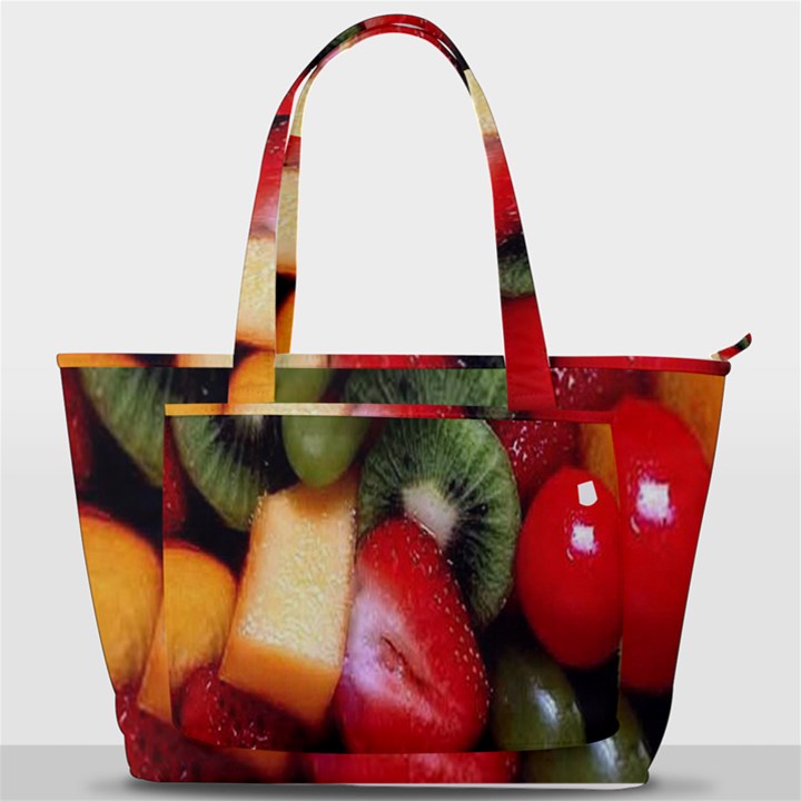 Fruits, Food, Green, Red, Strawberry, Yellow Back Pocket Shoulder Bag 