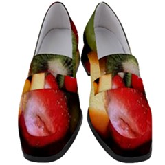 Fruits, Food, Green, Red, Strawberry, Yellow Women s Chunky Heel Loafers by nateshop