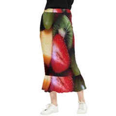 Fruits, Food, Green, Red, Strawberry, Yellow Maxi Fishtail Chiffon Skirt by nateshop