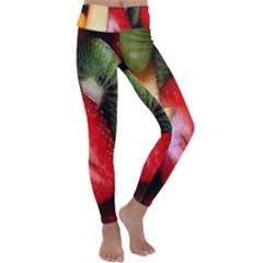 Fruits, Food, Green, Red, Strawberry, Yellow Kids  Lightweight Velour Classic Yoga Leggings by nateshop