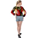 Fruits, Food, Green, Red, Strawberry, Yellow Banded Bottom Chiffon Top View2