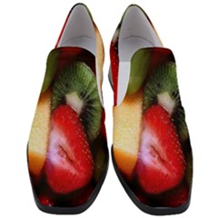 Fruits, Food, Green, Red, Strawberry, Yellow Women Slip On Heel Loafers by nateshop