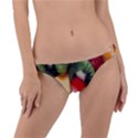 Fruits, Food, Green, Red, Strawberry, Yellow Ring Detail Bikini Bottoms View1