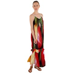 Fruits, Food, Green, Red, Strawberry, Yellow Cami Maxi Ruffle Chiffon Dress by nateshop