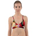 Fruits, Food, Green, Red, Strawberry, Yellow Wrap Around Bikini Top View1