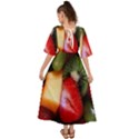 Fruits, Food, Green, Red, Strawberry, Yellow Kimono Sleeve Boho Dress View2