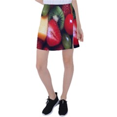 Fruits, Food, Green, Red, Strawberry, Yellow Tennis Skirt