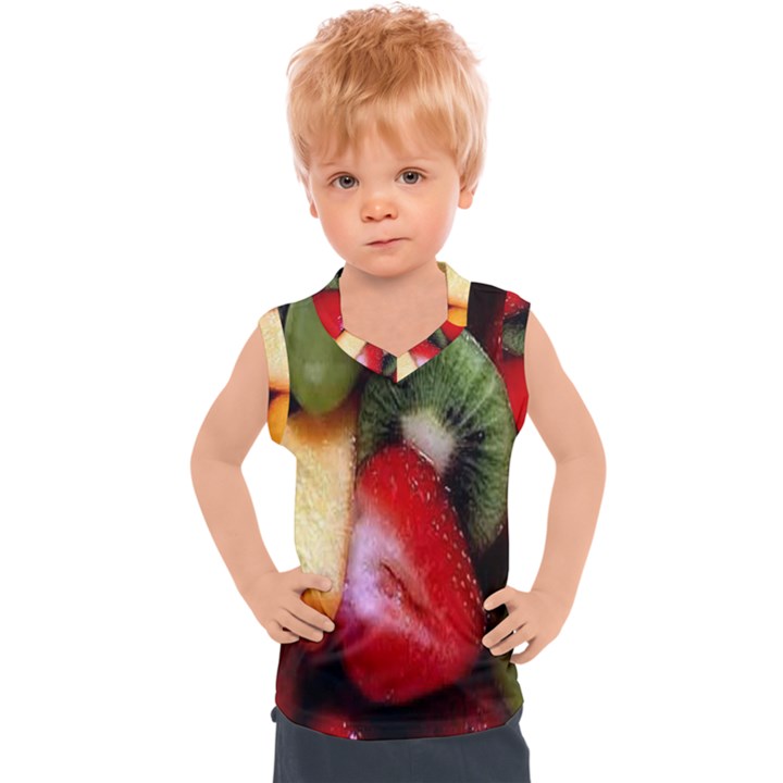 Fruits, Food, Green, Red, Strawberry, Yellow Kids  Sport Tank Top