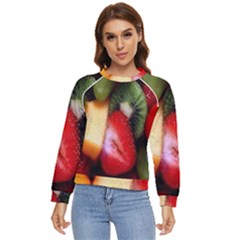 Fruits, Food, Green, Red, Strawberry, Yellow Women s Long Sleeve Raglan T-shirt