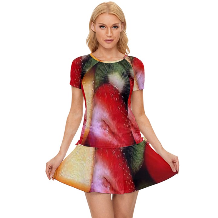 Fruits, Food, Green, Red, Strawberry, Yellow Women s Sports Wear Set