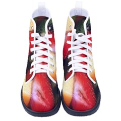 Fruits, Food, Green, Red, Strawberry, Yellow Men s High-top Canvas Sneakers