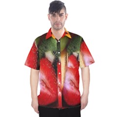 Fruits, Food, Green, Red, Strawberry, Yellow Men s Hawaii Shirt