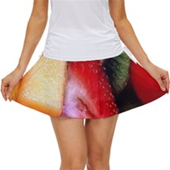 Fruits, Food, Green, Red, Strawberry, Yellow Women s Skort by nateshop