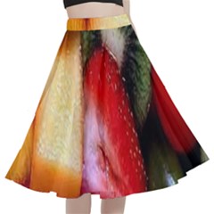 Fruits, Food, Green, Red, Strawberry, Yellow A-line Full Circle Midi Skirt With Pocket by nateshop