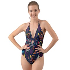 Inspired By The Colours And Shapes Halter Cut-out One Piece Swimsuit by nateshop