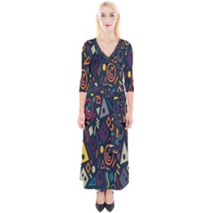 Inspired By The Colours And Shapes Quarter Sleeve Wrap Maxi Dress by nateshop