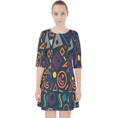 Inspired By The Colours And Shapes Quarter Sleeve Pocket Dress by nateshop