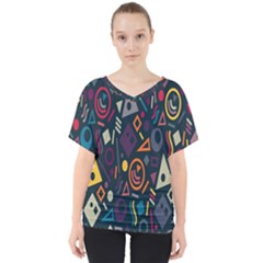 Inspired By The Colours And Shapes V-neck Dolman Drape Top by nateshop