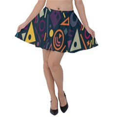 Inspired By The Colours And Shapes Velvet Skater Skirt by nateshop