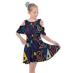 Inspired By The Colours And Shapes Kids  Shoulder Cutout Chiffon Dress