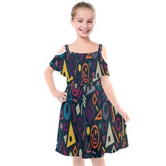 Inspired By The Colours And Shapes Kids  Cut Out Shoulders Chiffon Dress by nateshop