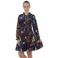 Inspired By The Colours And Shapes All Frills Chiffon Dress by nateshop