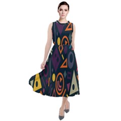 Inspired By The Colours And Shapes Round Neck Boho Dress by nateshop