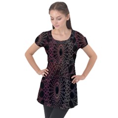 Mandala   Lockscreen , Aztec Puff Sleeve Tunic Top by nateshop