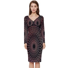 Mandala   Lockscreen , Aztec Long Sleeve V-neck Bodycon Dress  by nateshop