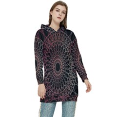 Mandala   Lockscreen , Aztec Women s Long Oversized Pullover Hoodie