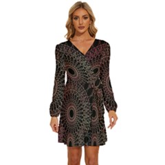 Mandala   Lockscreen , Aztec Long Sleeve Waist Tie Ruffle Velvet Dress