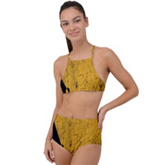 Yellow Best, Black, Black And White, Emoji High Halter Tankini Set by nateshop