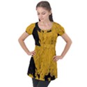 Yellow Best, Black, Black And White, Emoji High Puff Sleeve Tunic Top View1