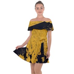 Yellow Best, Black, Black And White, Emoji High Off Shoulder Velour Dress by nateshop