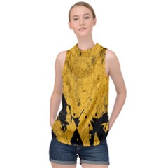 Yellow Best, Black, Black And White, Emoji High High Neck Satin Top by nateshop