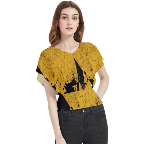 Yellow Best, Black, Black And White, Emoji High Butterfly Chiffon Blouse by nateshop