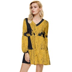 Yellow Best, Black, Black And White, Emoji High Tiered Long Sleeve Mini Dress by nateshop